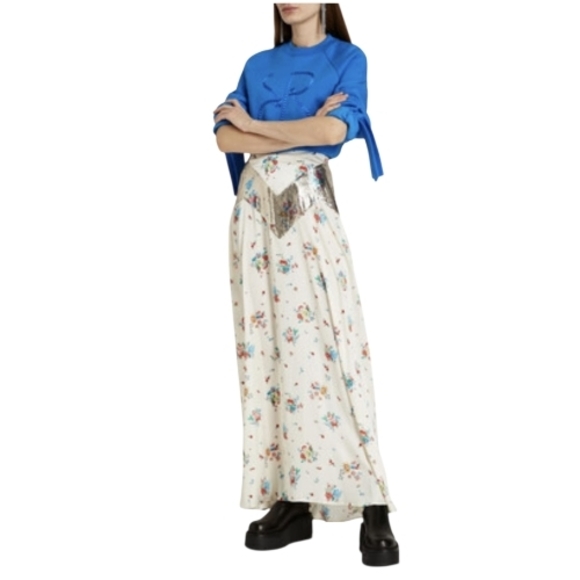 Rabanne Chainmail Sequin-Embellished Maxi Floral Metallic Skirt Multi Color NWT - Picture 4 of 16